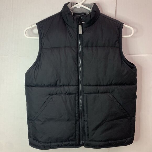 Old Navy Kids Unisex Black Puffer Vest Fleece Lining Size 6-7 - Picture 1 of 8